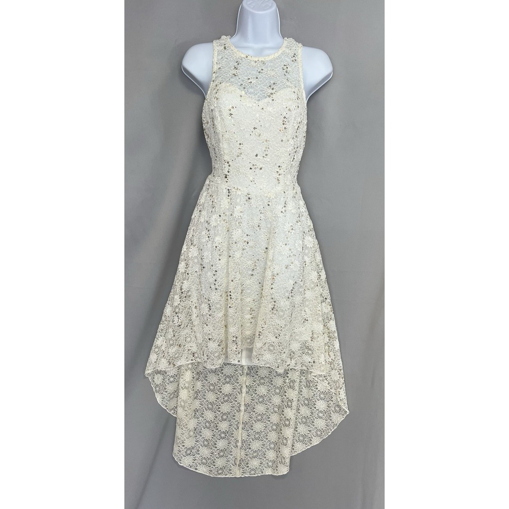 VTG B. Darlin Womens 7/8 High Low‎ Prom Evening Dress Sequin Y2K Made USA